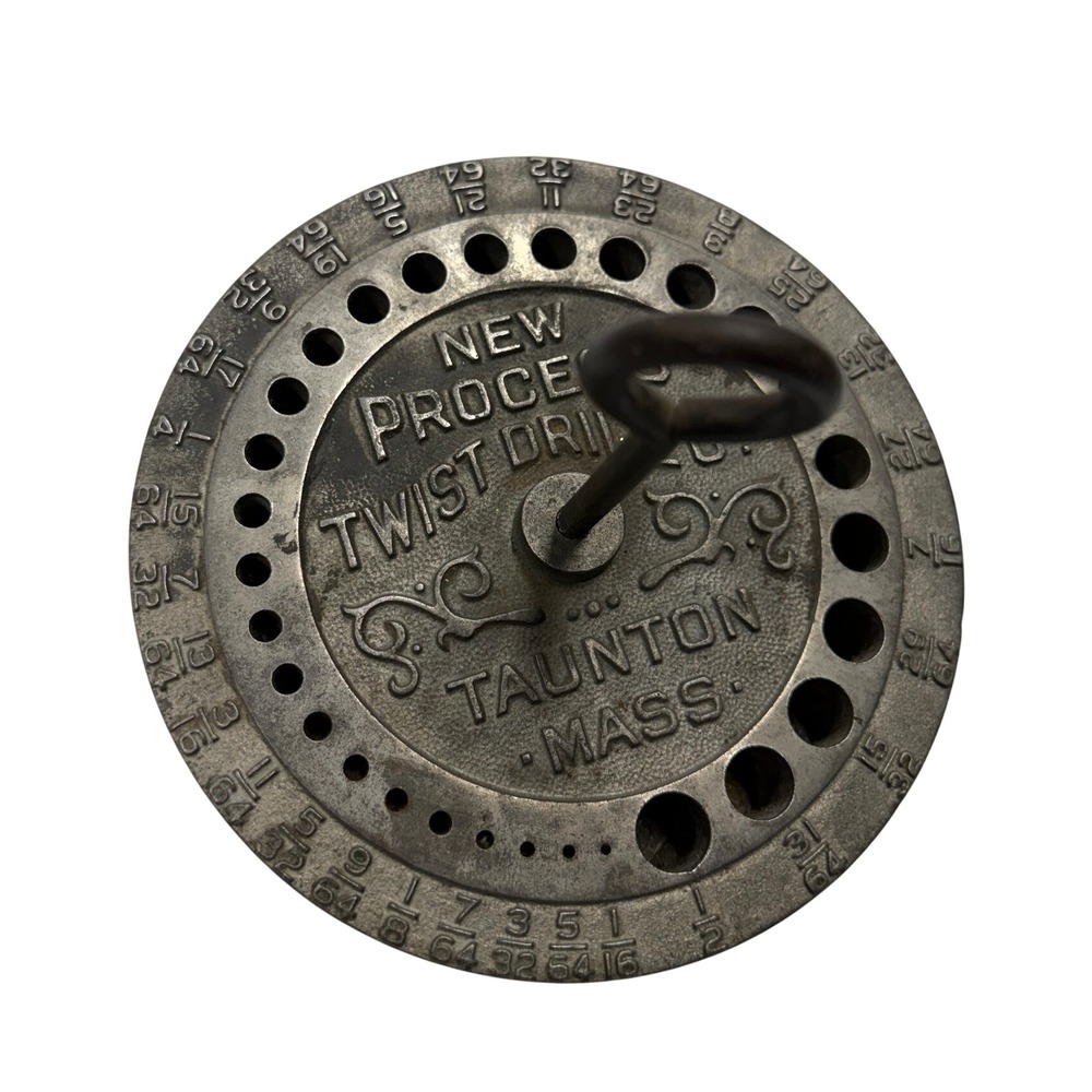 Vintage New Process Twist Drill Co Taunton Mass Circular Drill Bit Gauge Tool